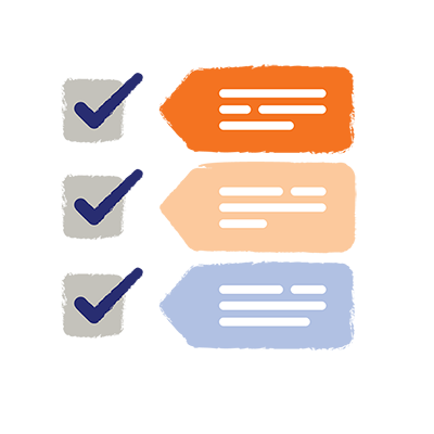 icon of 3 check boxes all ticked